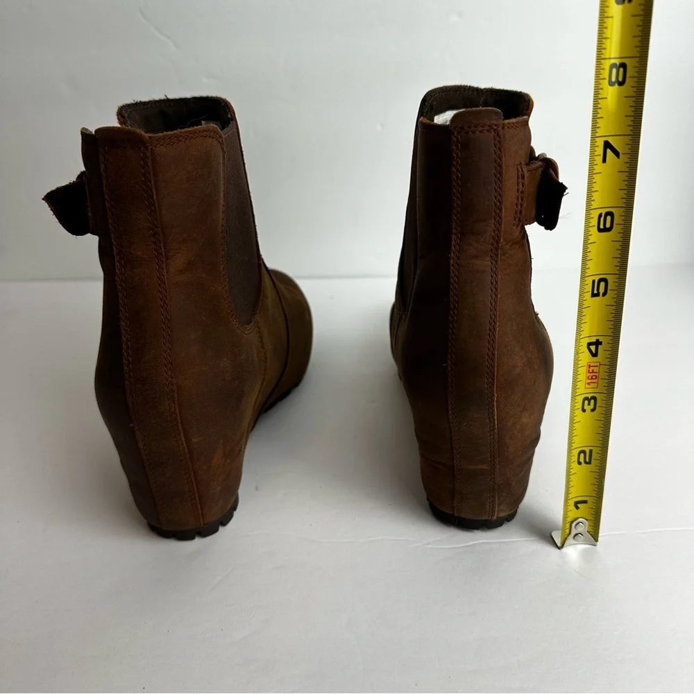 Merrell Cinnamon Smooth Ankle Wedge Booties Women's Size 8.5 EU 39 Shoes Brown